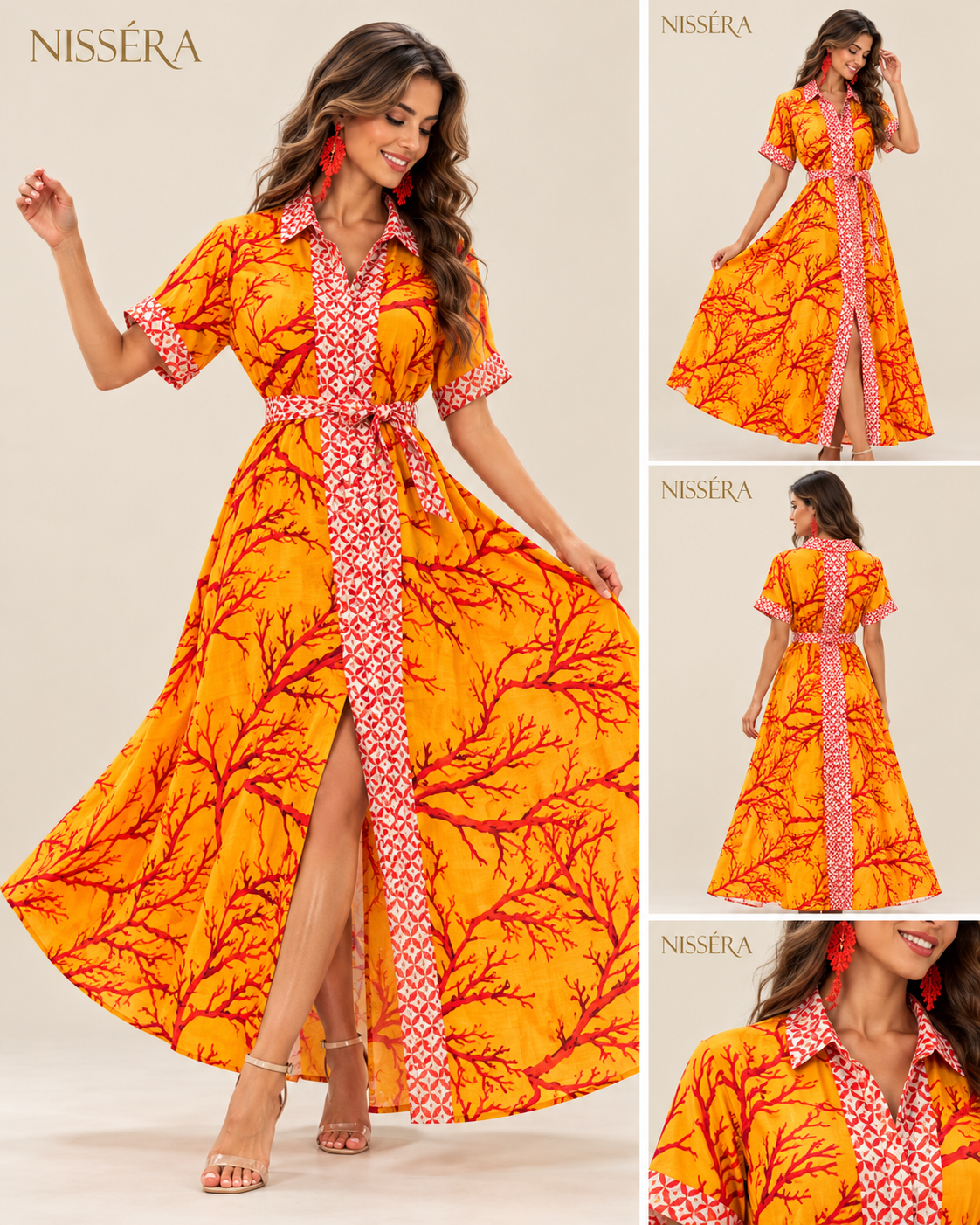 NISSÉRA Coral Print Maxi Dress Nissera - Abito Aperto Avanti