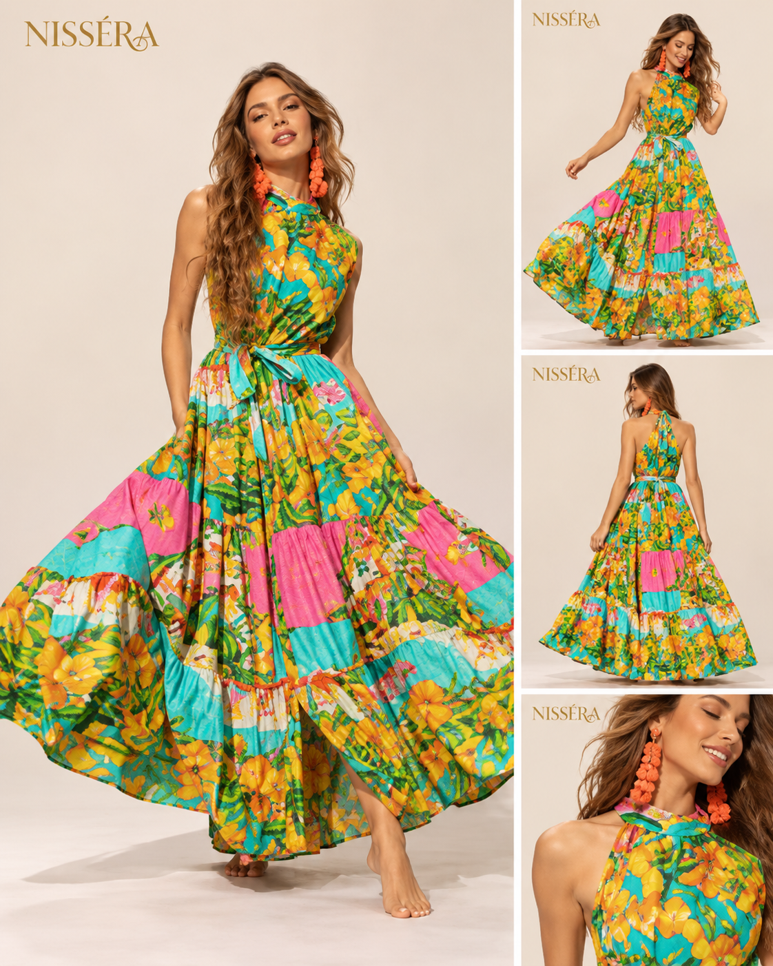 NISSÉRA Tropical Maxi Dress Editorial Nissera - Abito Aperto Avanti