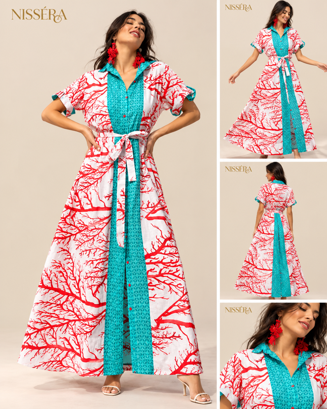 Nisséra Coral Print Dress Editorial Nissera - Abito Aperto Avanti